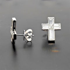 1.09 Carat Fancy Diamond White Gold Cross Earrings