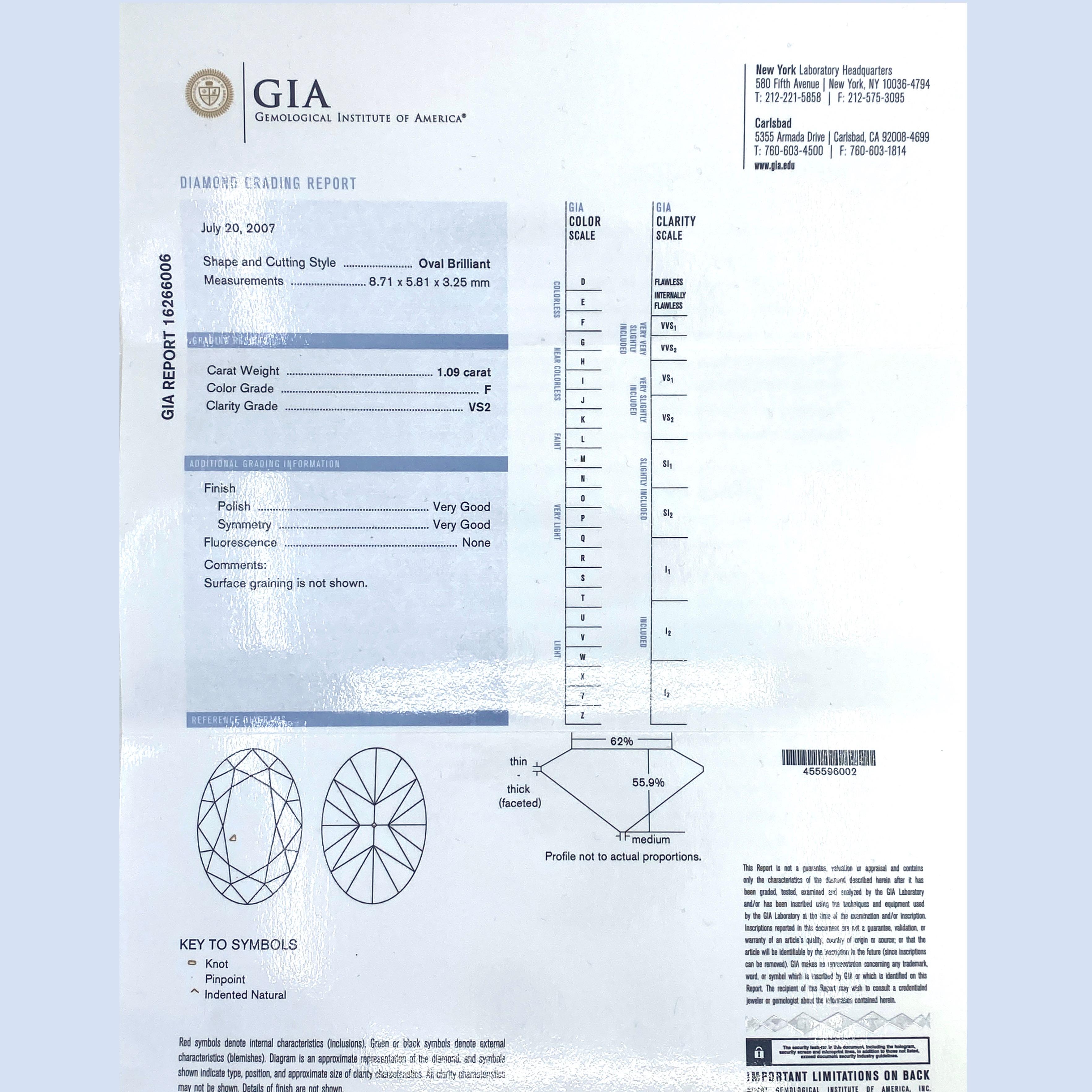 1.09 Carat GAI-Certified Oval Diamond Ring in Criss-Cross Platinum Setting 4
