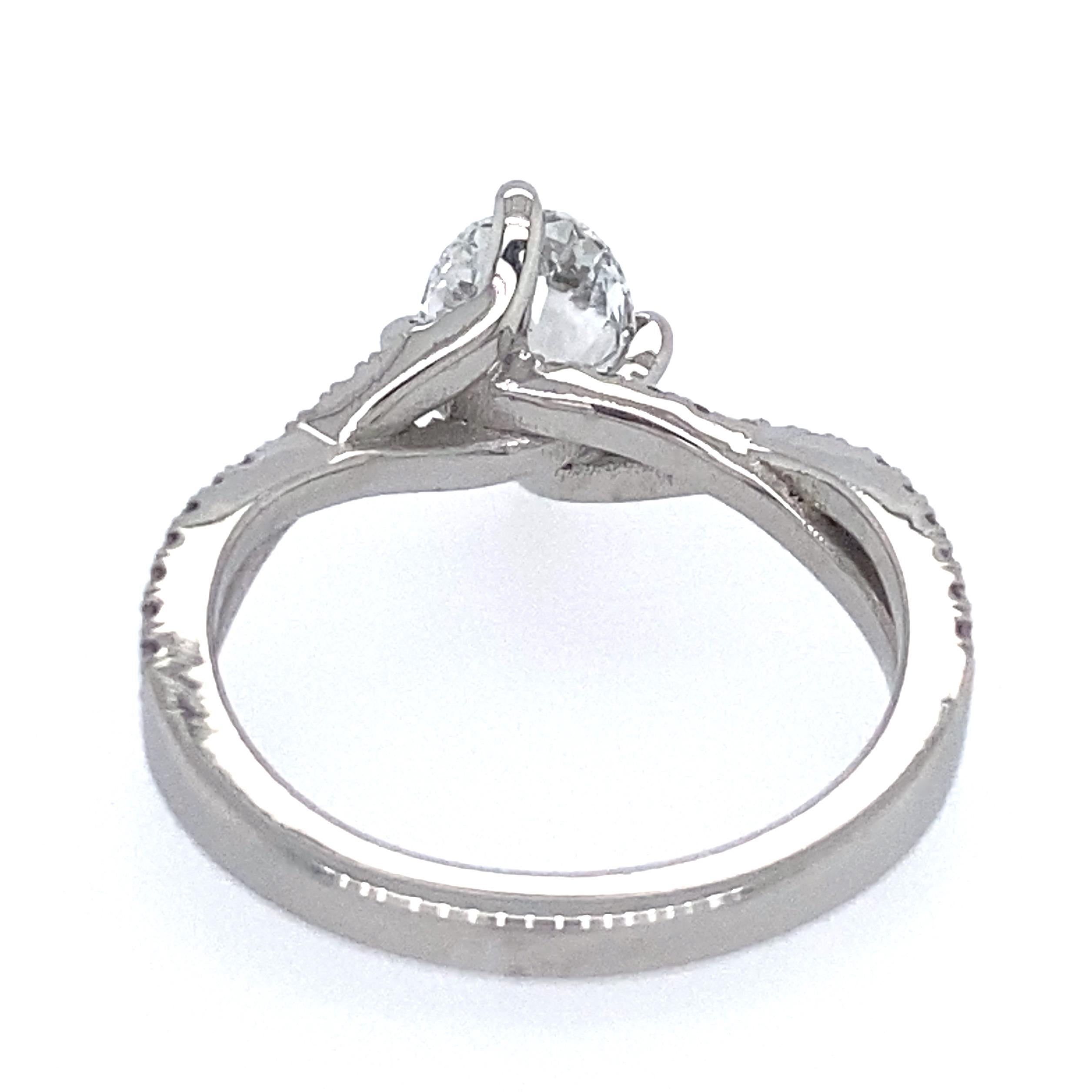 1.09 Carat GAI-Certified Oval Diamond Ring in Criss-Cross Platinum Setting 1