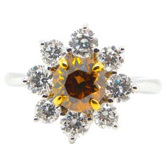 1.09 Carat GIA Certified Fancy Deep Brownish Yellowish Orange Diamond Gold Ring