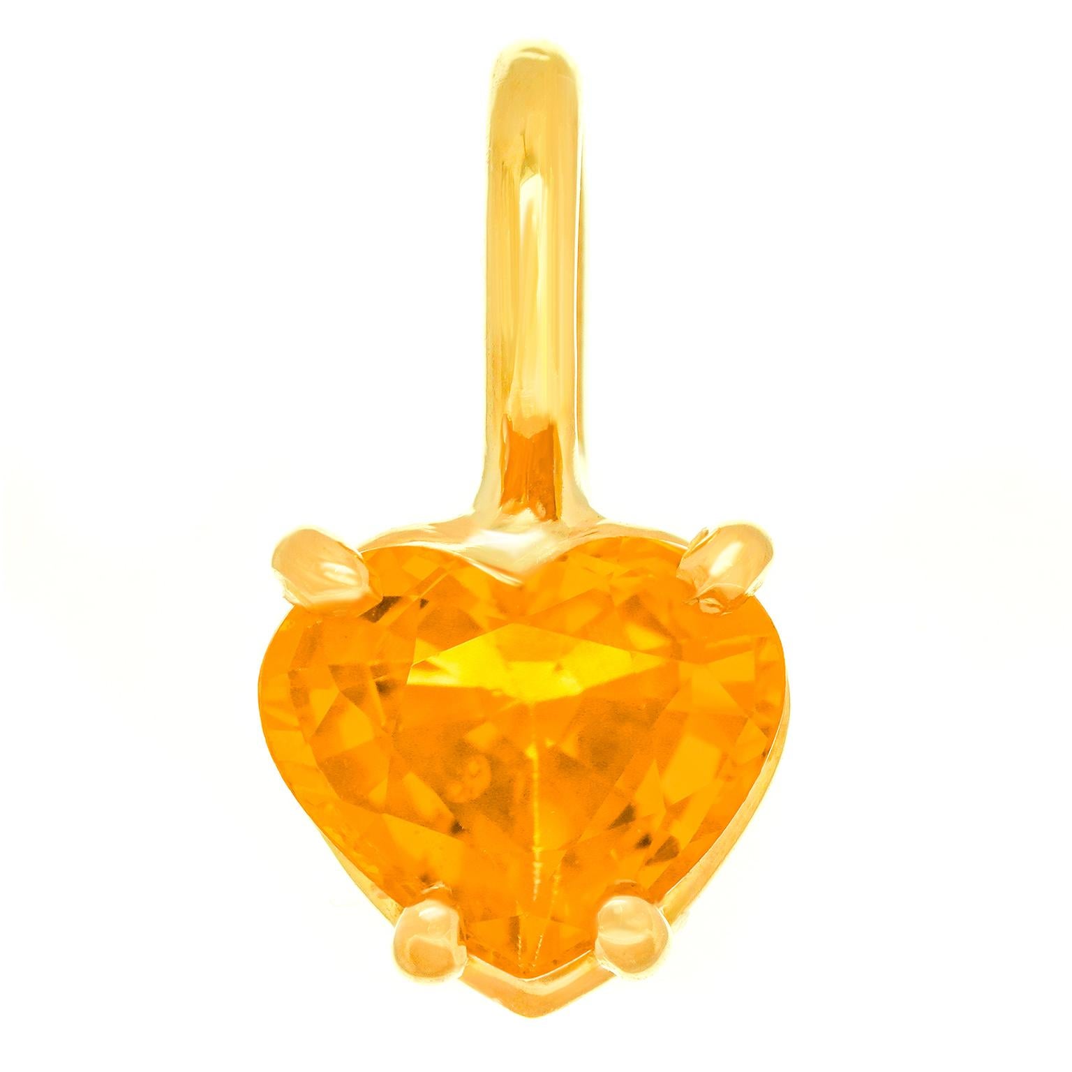 Heart Cut 1.09 carat Heart-shaped Orange Sapphire Pendant