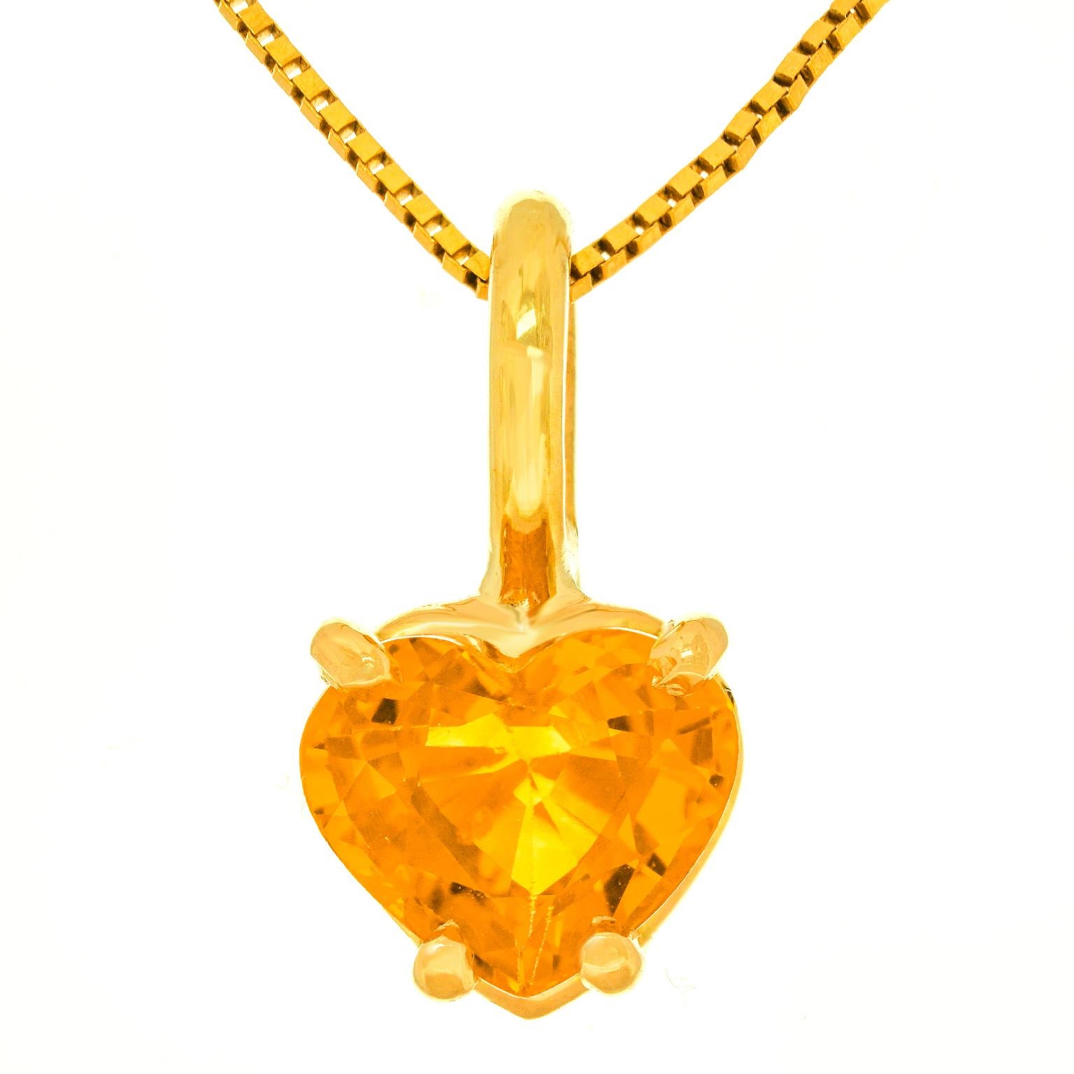 1.09 carat Heart-shaped Orange Sapphire Pendant 2