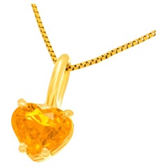 1.09 carat Heart-shaped Orange Sapphire Pendant