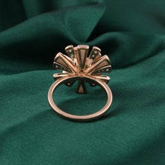 1.09 Carat Mother of Pearl 0.46 Carat SI/H Diamond Starburst Ring 18k Rose Gold