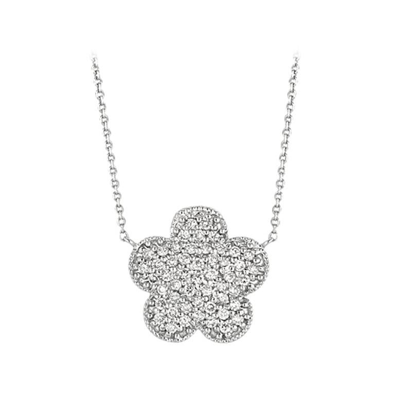 1.09 Carat Natural Diamond Necklace 14 Karat White Gold G SI Chain