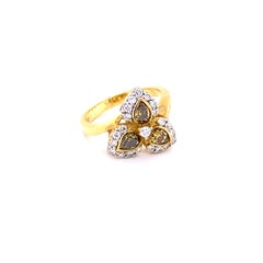 1.09 Carat Natural Fancy Champagne Diamond Cocktail Ring in 18K Yellow Gold