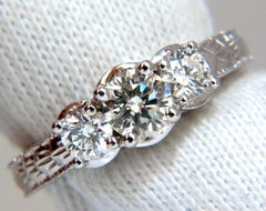 1.09 Carat Natural Round Brilliant Diamond Ring Classic Three Engagement*