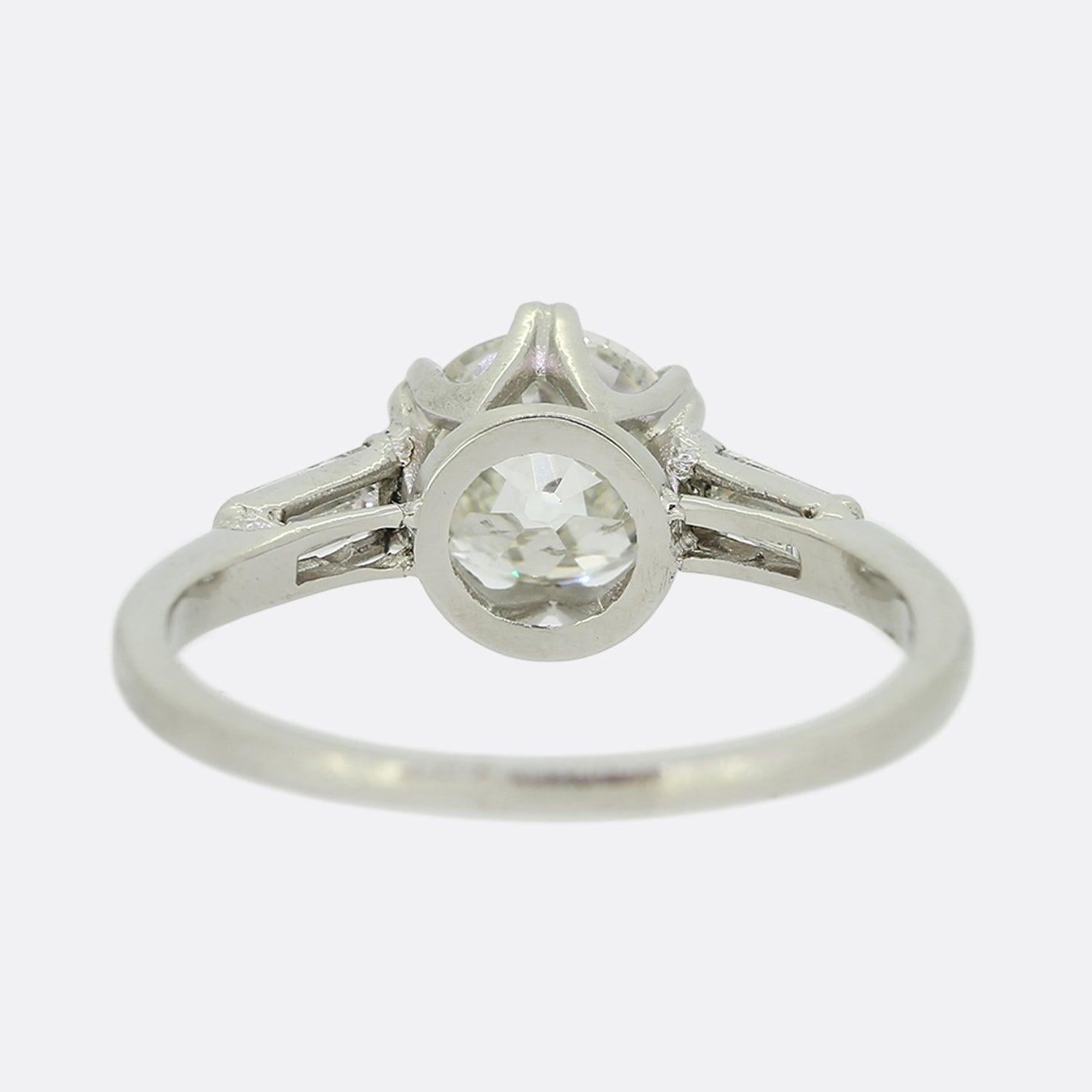 Bague solitaire en diamant taille ancienne de 1.09 carat Bon état - En vente à London, GB