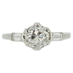 Anillo solitario de diamantes talla antigua de 1,09 quilates