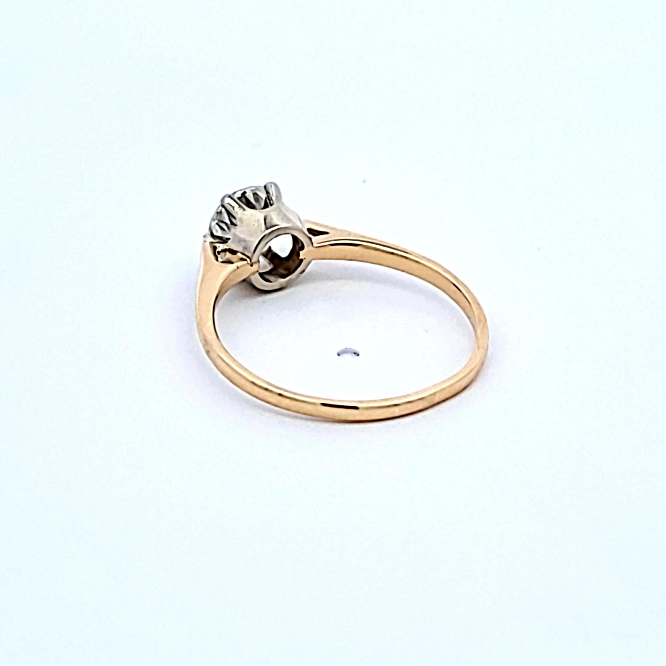 1,09 Karat Old European Cut H VS2 Diamant 14 Karat Gelbgold Verlobungsring (Alteuropäischer Schliff) im Angebot