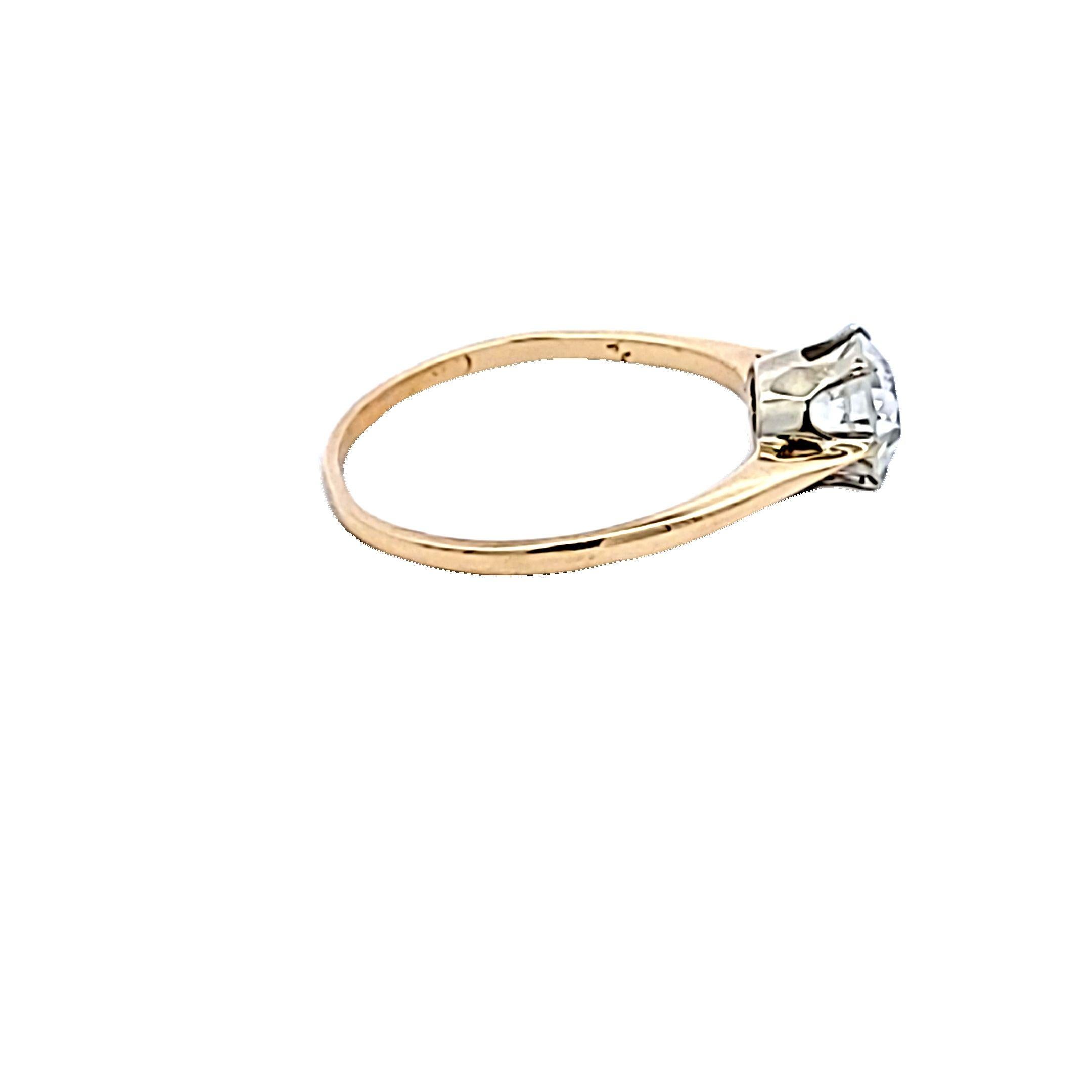 1,09 Karat Old European Cut H VS2 Diamant 14 Karat Gelbgold Verlobungsring im Angebot 1