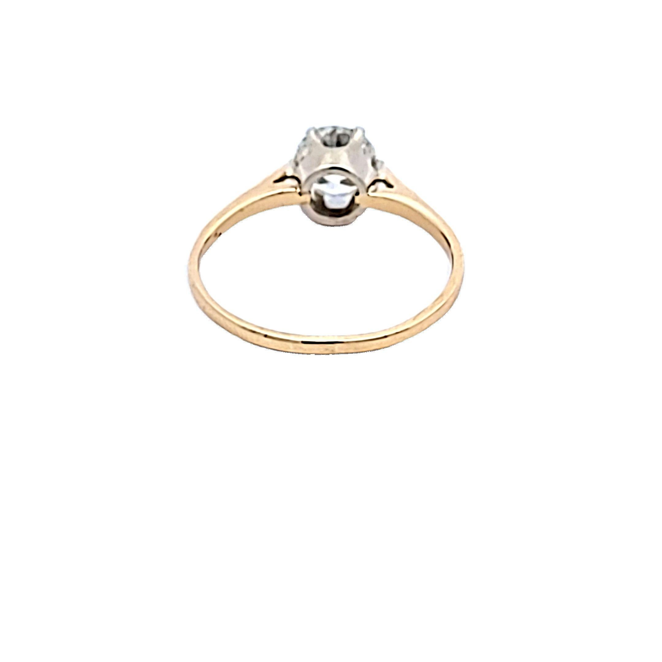 1,09 Karat Old European Cut H VS2 Diamant 14 Karat Gelbgold Verlobungsring im Angebot 2