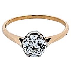 1,09 Karat Old European Cut H VS2 Diamant 14 Karat Gelbgold Verlobungsring