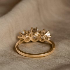 1.09 Carat Old European Diamond Three Stone Engagement Ring
