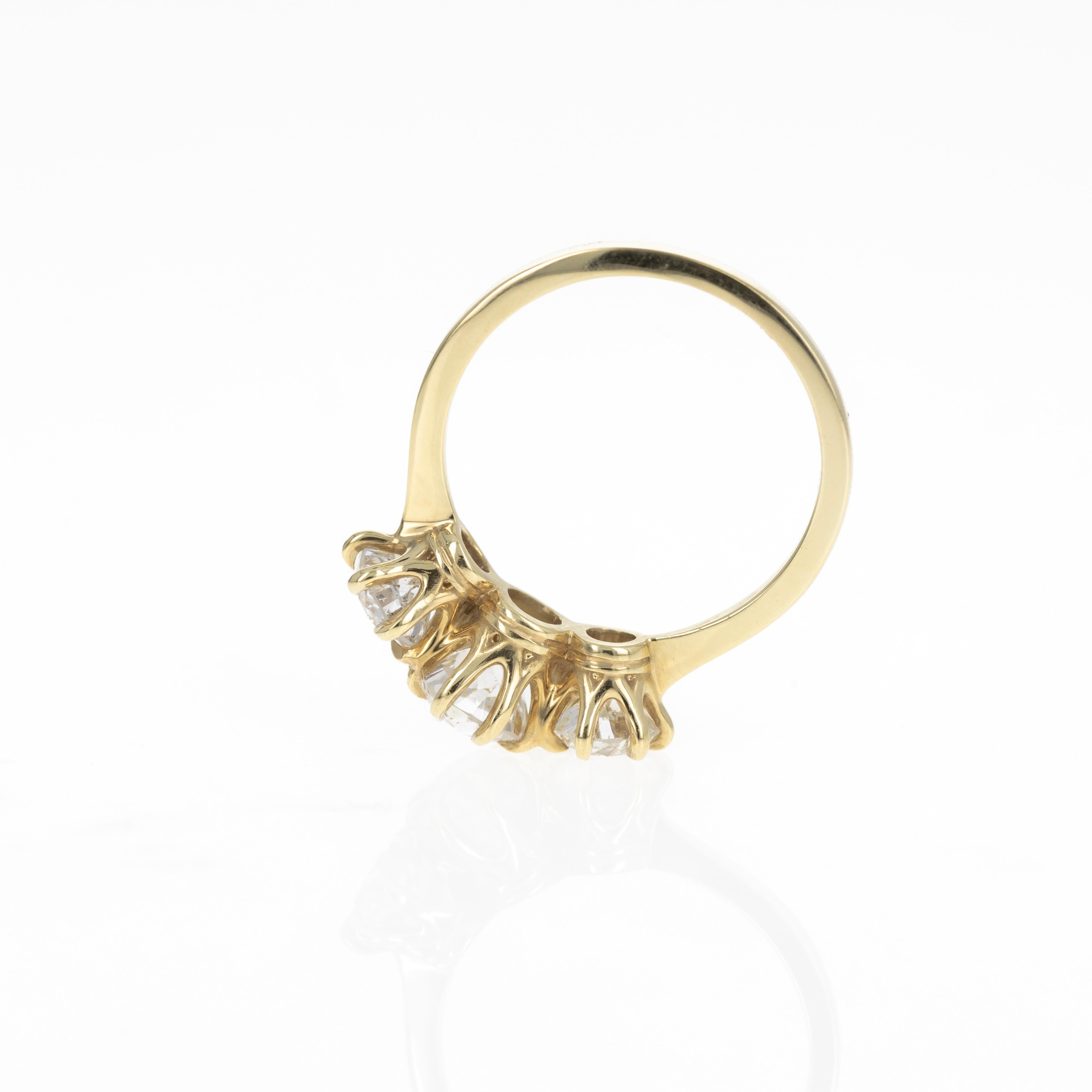 1.09 Carat Old European Diamond Three Stone Engagement Ring In New Condition For Sale In Cape May, NJ