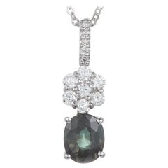 1.09 Carat Oval Capella Star Color Change Diamond Flower Pendant 14 Karat Gold