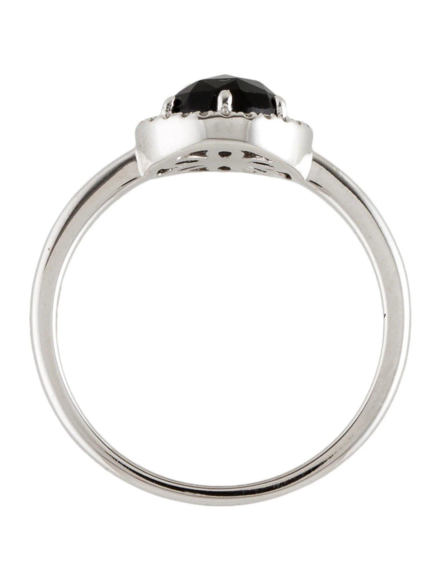 Women's 1.09 Carat Round Black Onyx & Diamond White Gold Ring For Sale