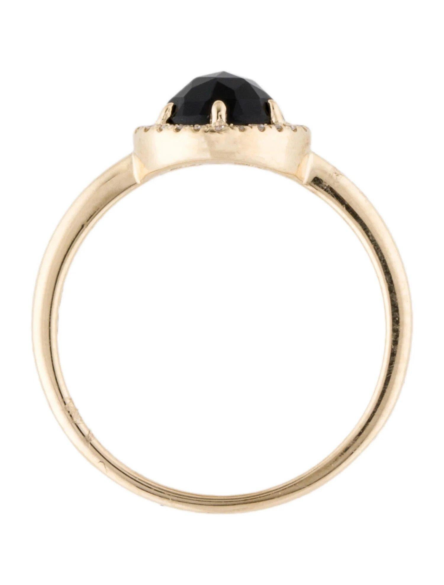 1.09 Carat Round Black Onyx & Diamond Yellow Gold Ring In New Condition For Sale In Great Neck, NY