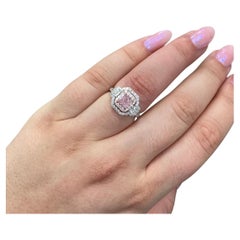 1.09 Carat cushion Brilliant Statement fancy pink Classic Charm Diamond Ring