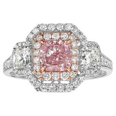 1.09 Carat cushion Brilliant Statement fancy pink Classic Charm Diamond Ring