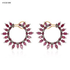 10.9 Carat Ruby Hoop Diamond Earrings