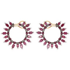10.9 Carat Ruby Hoop Diamond Earrings
