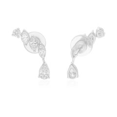 1.09 Carat SI/H Round Pear Marquise Diamond Earrings 18 Karat White Gold Jewelry