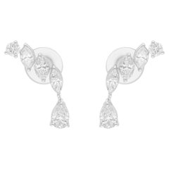 1,09 Karat SI/H runde birnenförmige Marquise-Diamant-Ohrringe aus 18 Karat Weißgold Schmuck