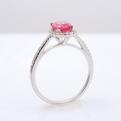 Natural Neon Tanzanian Spinel Stone 1.09 cts in 14K White Gold Ring w Diamonds