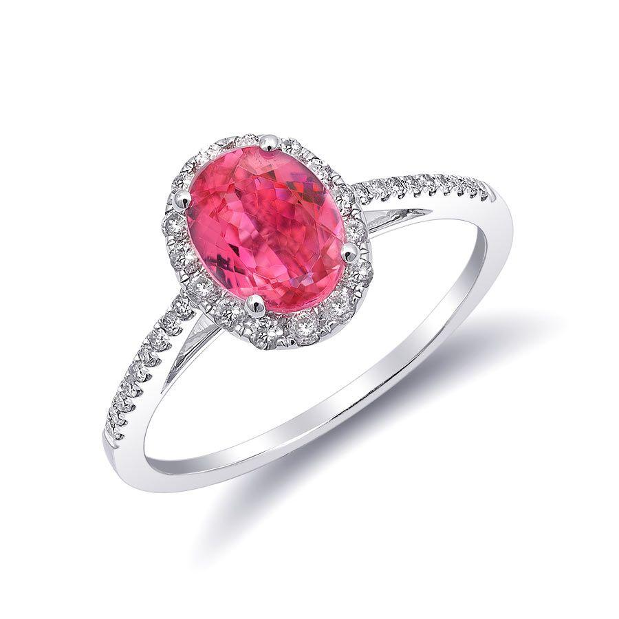 1.09 Carats Neon Tanzanian Spinel Diamonds set in 14K White Gold Ring In New Condition For Sale In Los Angeles, CA