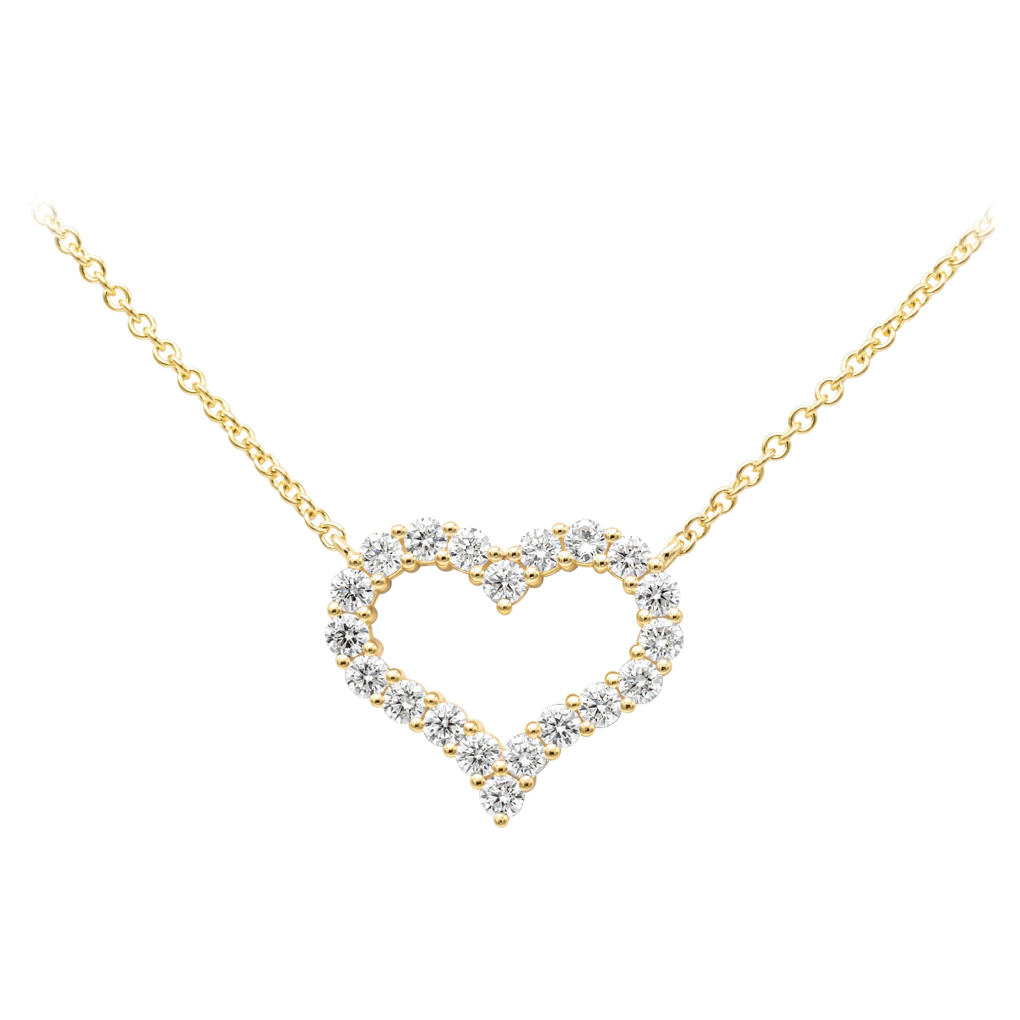 Roman Malakov, collier pendentif cœur en diamants brillants ronds de 1.09 carats au total