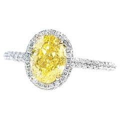 1.09 ct. Fancy Intense Yellow Diamond, Engagement Ring 18k Gold, GIA Certified