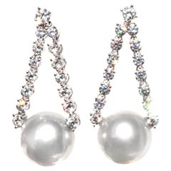 Cultured South Seas Pearl & Diamond Earrings