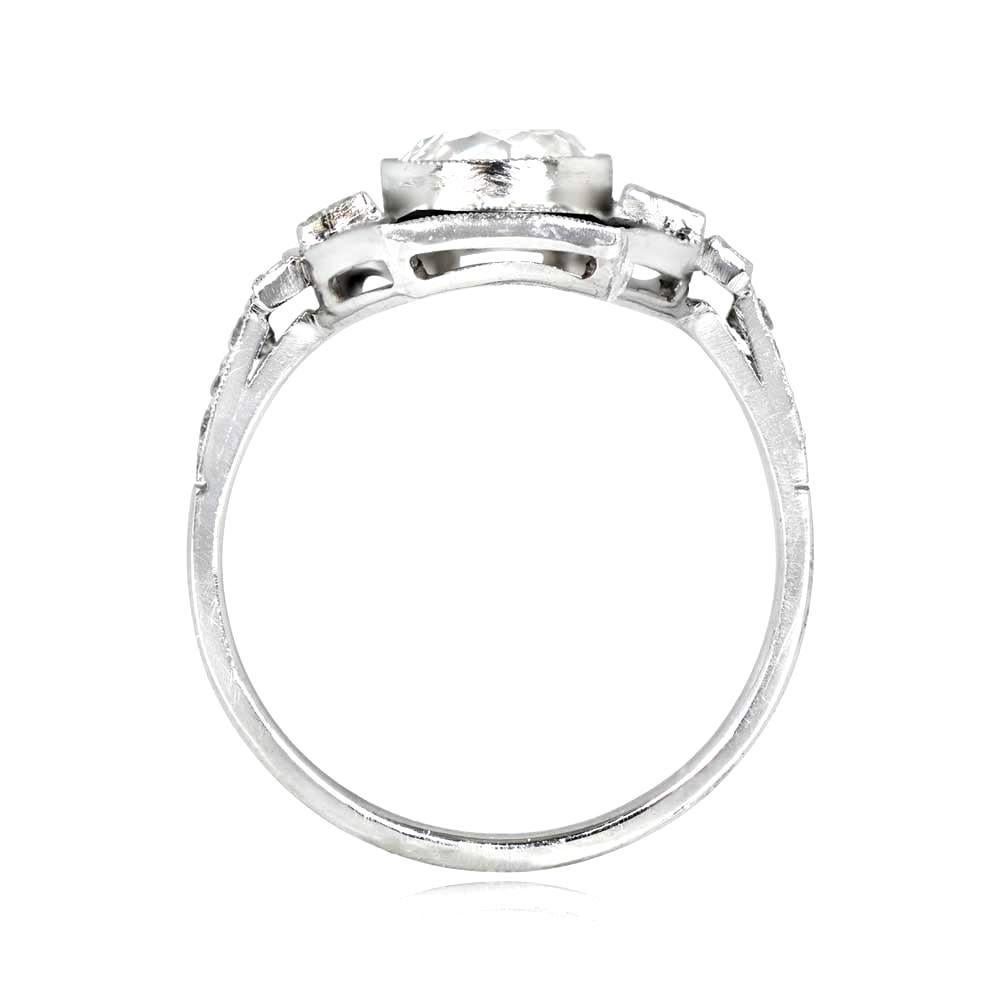 Art Deco 1.09 Old Euro-Cut Diamond Engagement Ring, VS1 Clarity, Diamond and Onyx Halo