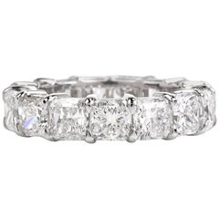 10.90 Carat Cushion Diamond Platinum Eternity Band Ring