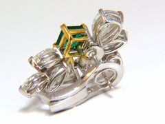 10.90 Carat Natural Emerald Diamond Crescent Cocktail Earrings Glamour Prime