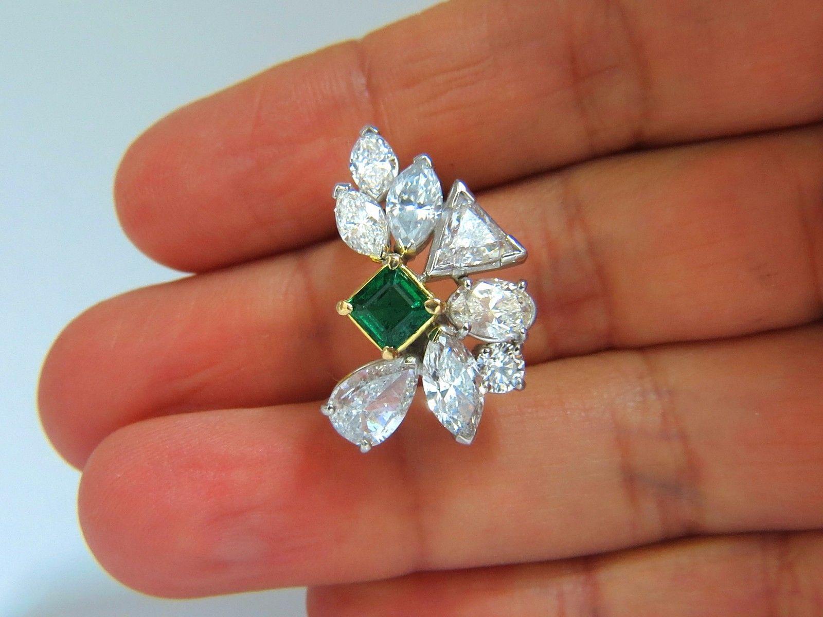 Victorian 10.90 Carat Natural Emerald Diamond Crescent Cocktail Earrings Glamour Prime For Sale