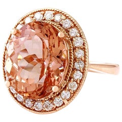Morganite Diamond Ring In 14 Karat Solid Rose Gold