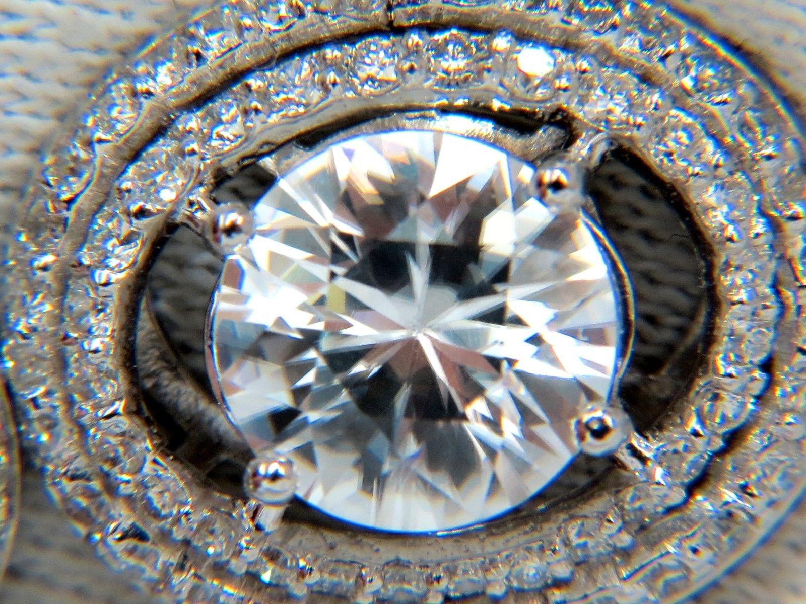 10.90 Carat Natural Zircon Diamonds Dangle Drop Earrings 14 Karat For Sale 3