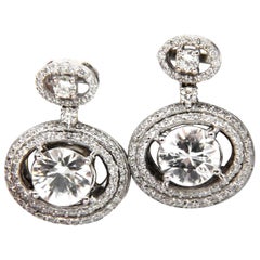 10.90 Carat Natural Zircon Diamonds Dangle Drop Earrings 14 Karat