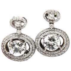 10.90 Carat Natural Zircon Diamonds Dangle Drop Earrings 14 Karat*