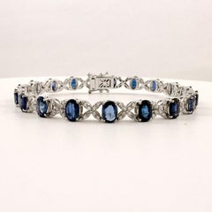 Pulsera de zafiro y diamantes de 10,90 quilates, ovalada y redonda