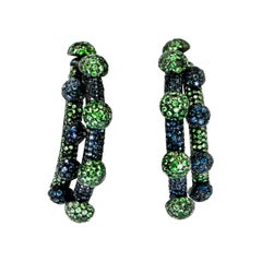 10.90 Carat Tsavorite and Sapphire Earrings