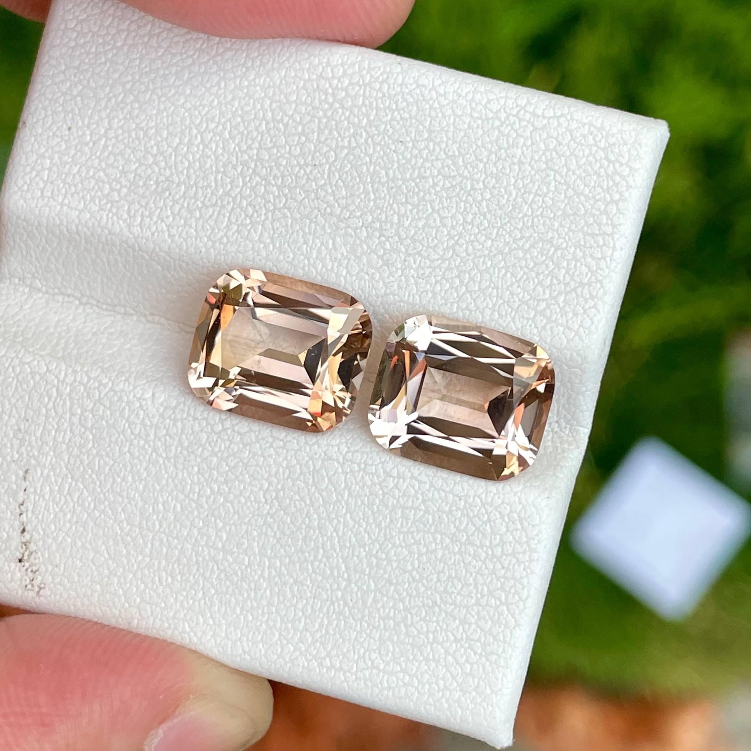 Modern 10.90 Carats Loose Topaz Gem Pair Cushion Cut Natural Pakistani Gemstone For Sale