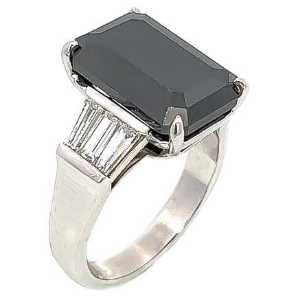 10.90CT Total Weight Black Diamond with baguette diamonds set in PLAT For Sale