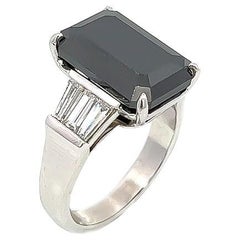 10.90CT Total Weight Black Diamond with baguette diamonds set in PLAT