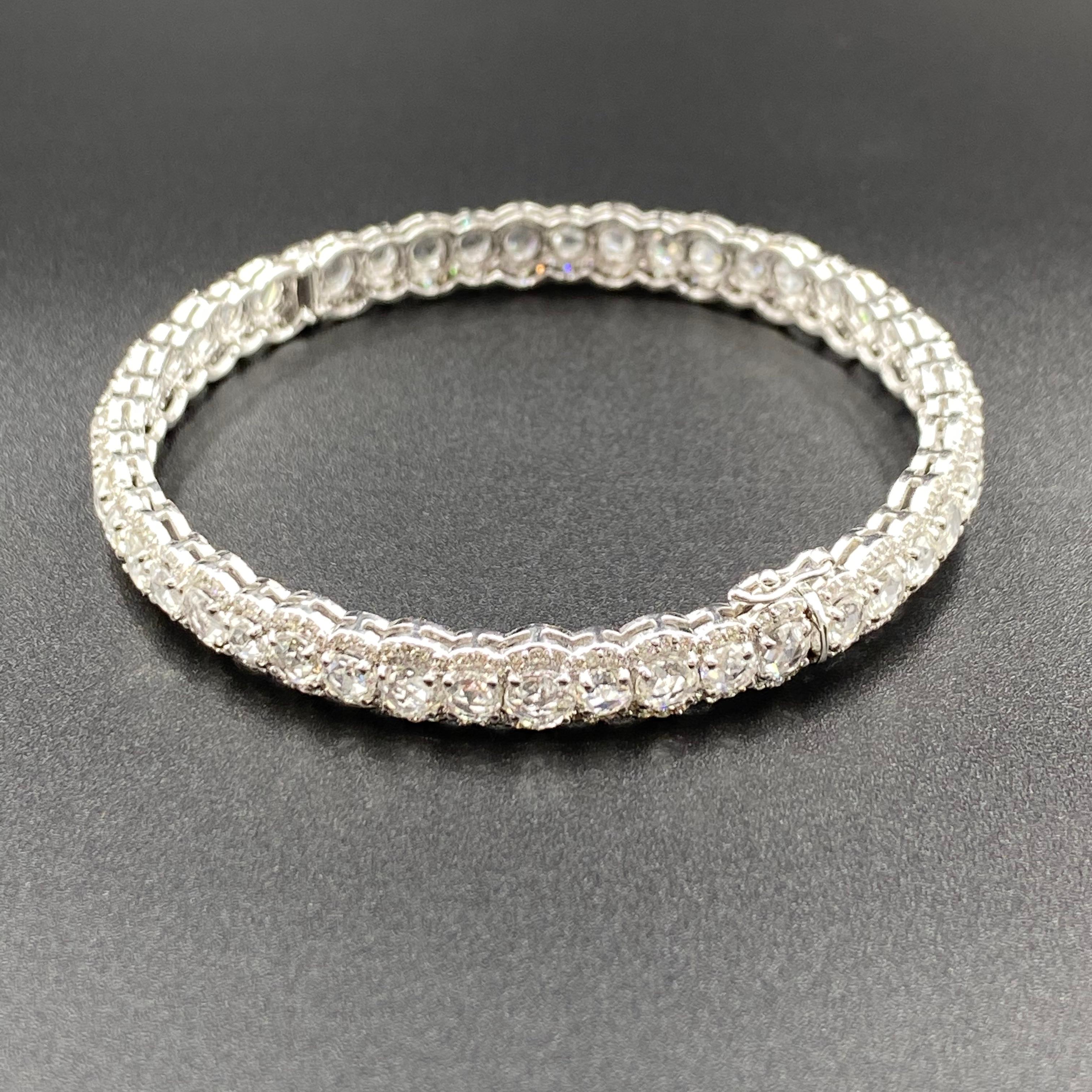 10.91 Carat Rose Diamond Bracelet, Made in 18 Karat White Gold For Sale 3