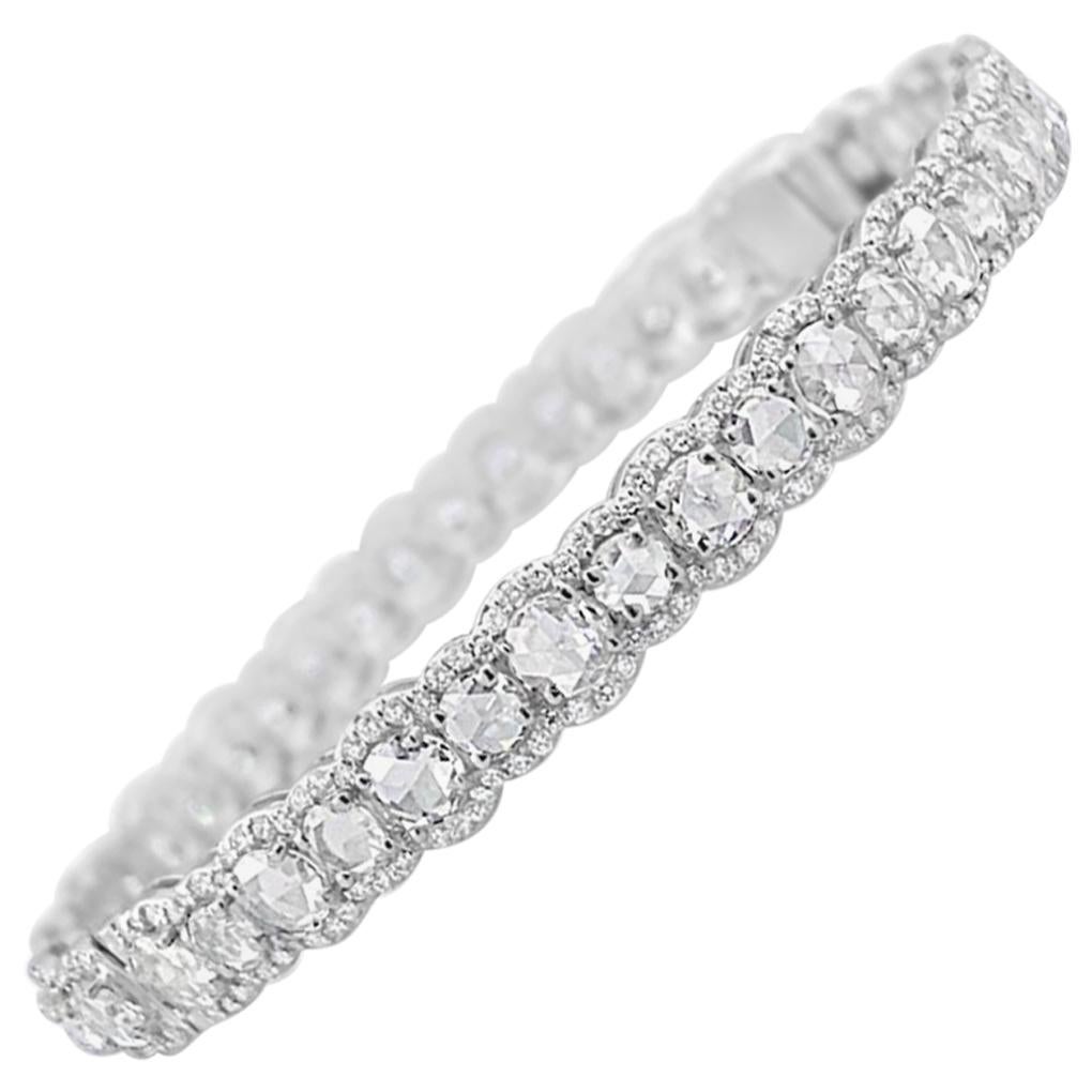 10.91 Carat Rose Diamond Bracelet, Made in 18 Karat White Gold For Sale at 1stDibs 10.91 Carat Rose Diamond Bracelet, Made in 18 Karat White Gold For Sale at 1stDibs