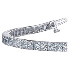 10.91 Carat Total White Diamond Tennis Bracelet in 14 Karat White Gold