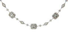 10.92 Carat Emerald Cut Cluster Diamond Illusion Necklace and Bracelet Set